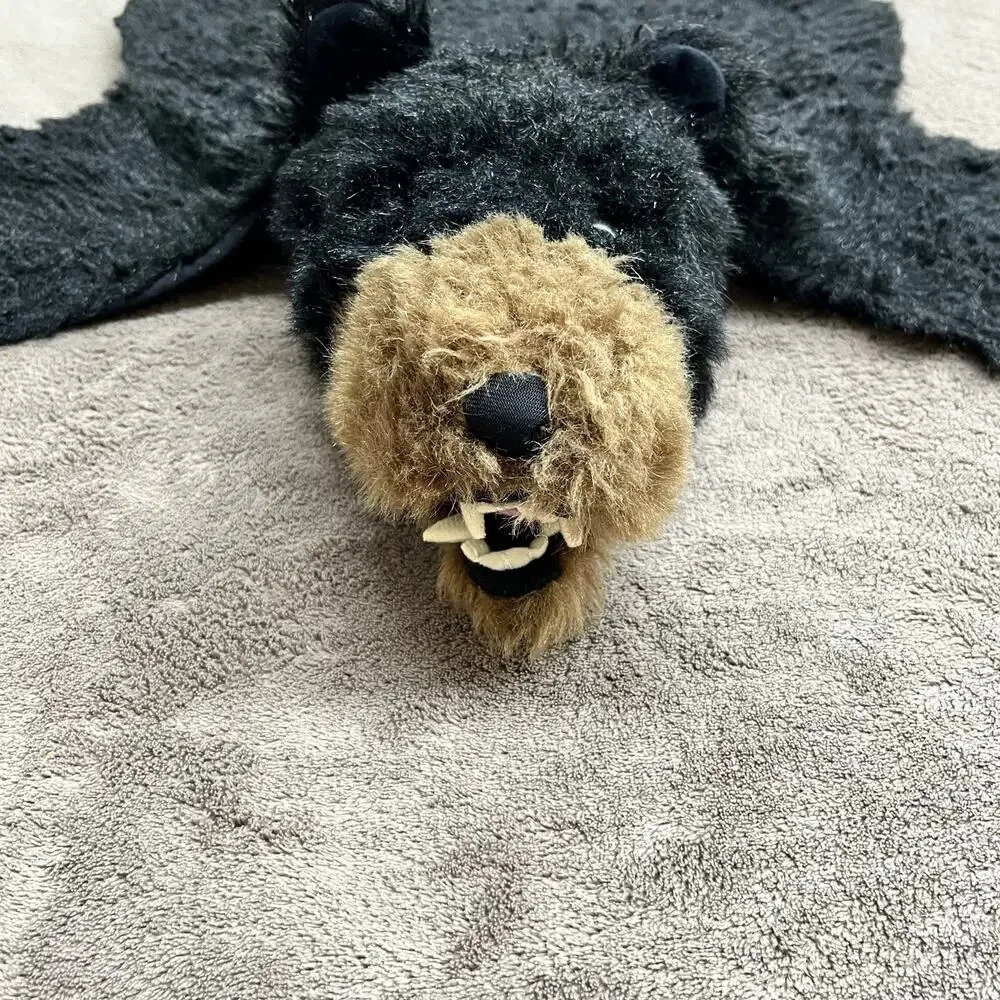 Carstens Small Plush Black Bear Animal Rug 36x29 Cabin Lakehouse Kids Room Decor